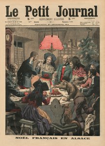 Natal francês na Alsácia, ilustração da capa do &39;Le Petit Journal&39;, suplemento ilustrado, 27 de dezembro de 1914